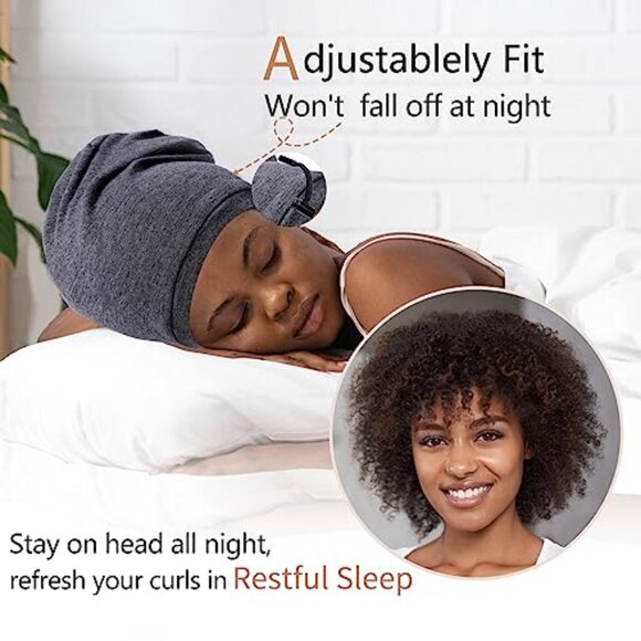 Satin Silk Bonnet Hair Wrap Adjustable Slouchy Sleep Cap Night Cap - Picture 3 of 7